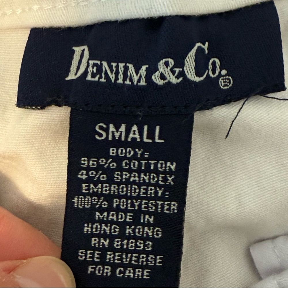 Denim & Co. White Embroidered Cropped Drawstring Pants Size Small - Picture 8 of 8